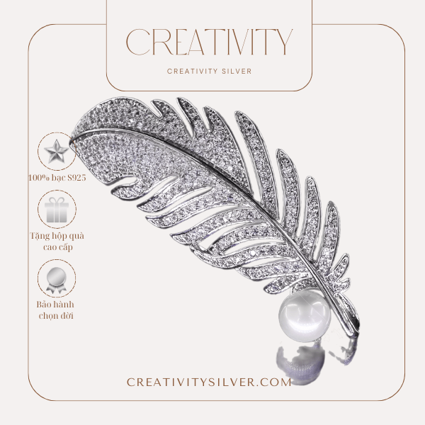 Ghim cài áo của Creativity Silver là phụ kiện được làm từ bạc 925 có phong cách thiết kế độc đáo thể hiện sự thanh lịch và quý phái