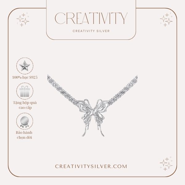 dây chuyền bạc hình bướm CreativitySilver Mã Dc01