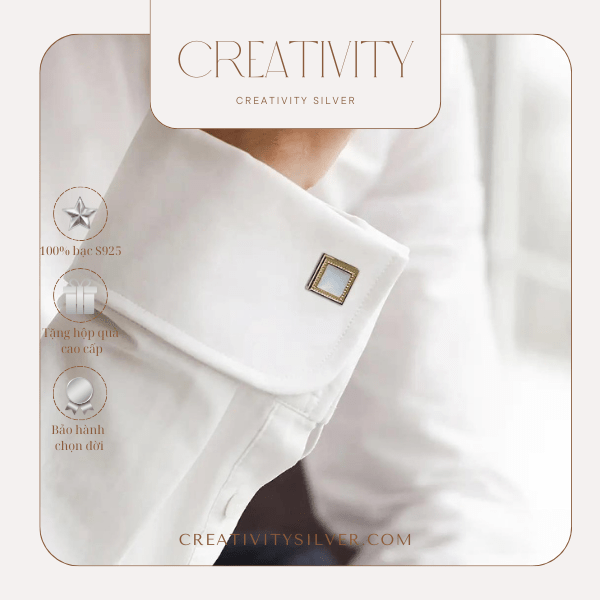 Khuy măng sét của Creativity Silver là phụ kiện được làm từ bạc 925 có phong cách thiết kế độc đáo thể hiện sự thanh lịch và quý phái